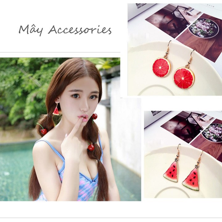 Bông tai trái cam đỏ thiết kế kiểu khuyên tai Hàn Quốc (đỏ) [Summer Collection - mùa hè rực rỡ] [Hot Trend]