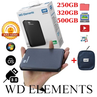 Ổ cứng di động 250GB/320GB/500GB Elements tặng túi chống sốc USB OTG TYPE C kết nối smart phone BH 24 THÁNG 1 ĐỔI 1