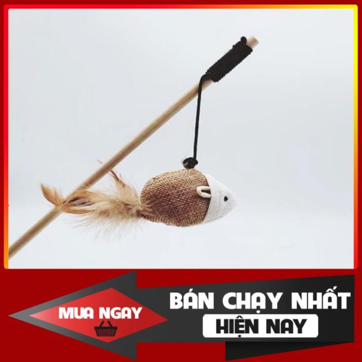 Đồ Chơi Cần Câu Cán Gỗ Nhồi Bông Cho Mèo Vờn Giá Rẻ