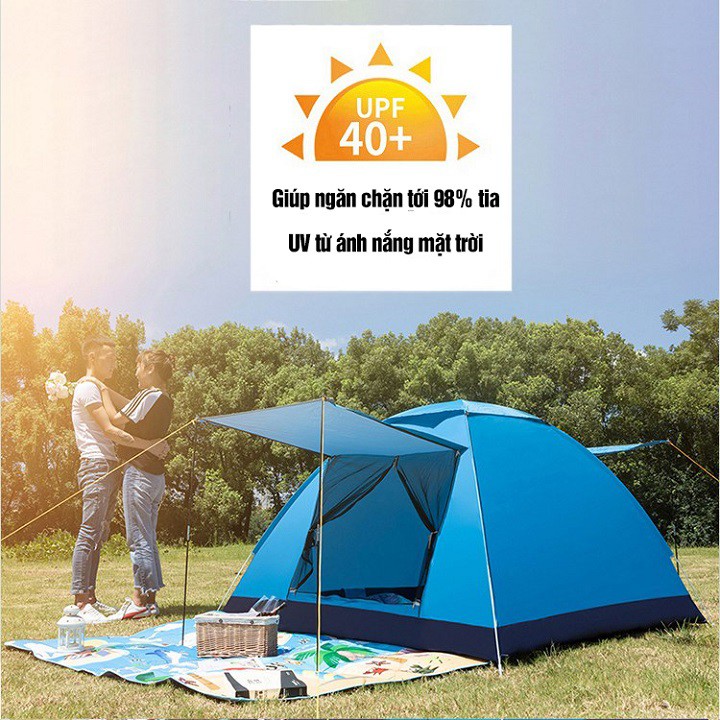 Lều Cắm Trại, Lều Cắm Trại 4 Người Cỡ Lớn Cửa Dạng Mái Hiên, Chống Nước, Chống Gió, Chống Tia Bức Xạ | BigBuy360 - bigbuy360.vn