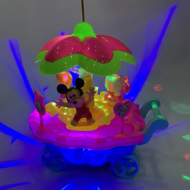 Đồ chơi lồng đèn trung thu cho bé gái hình xe kem kitty có pin nhạc đèn
