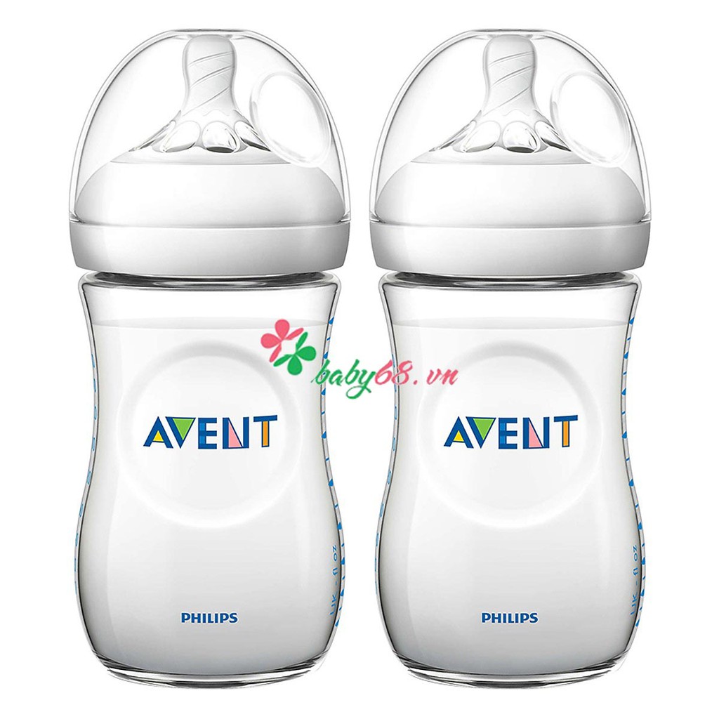 Bình sữa Avent Natural nhựa PP 1 hoặc bộ 2 dung tích 125 ml, 260 ml, 330 ml