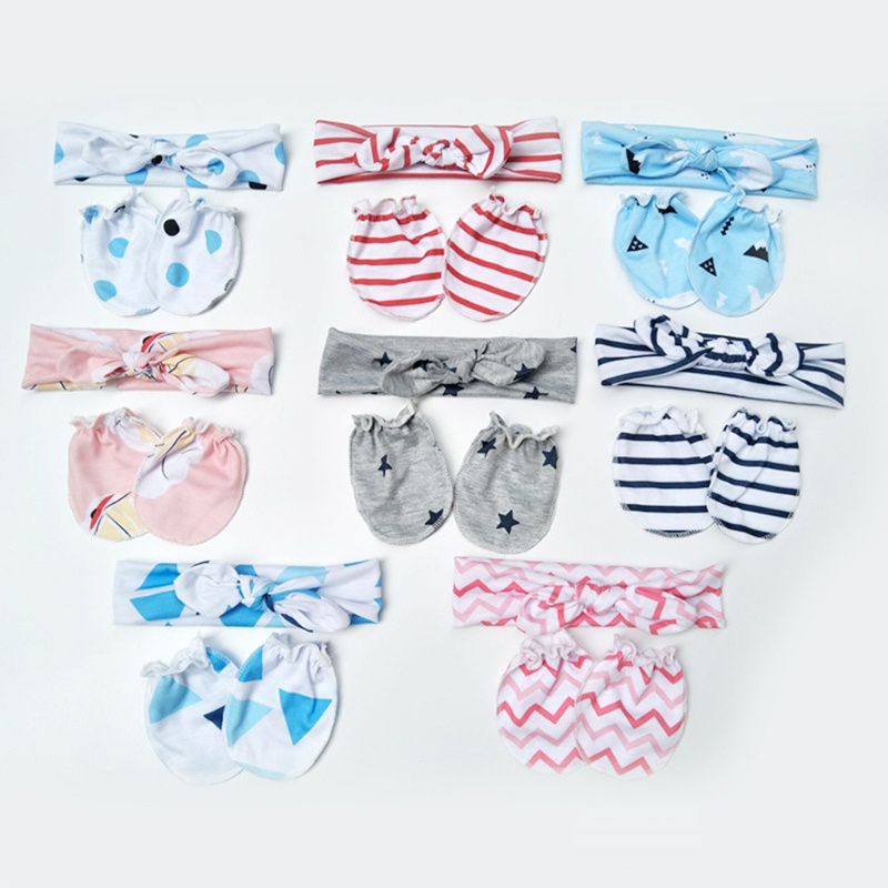 Bộ Găng Tay Và Găng Tay Chống Trầy Xước Thắt Nút Dành Cho Bé Sơ Sinh