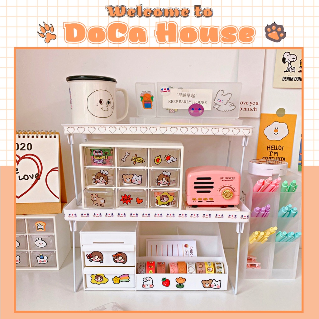 Kệ nhựa DOCA để bàn, kệ nhựa gấp gọn để bàn tiện dụng phong cách Hàn Quốc