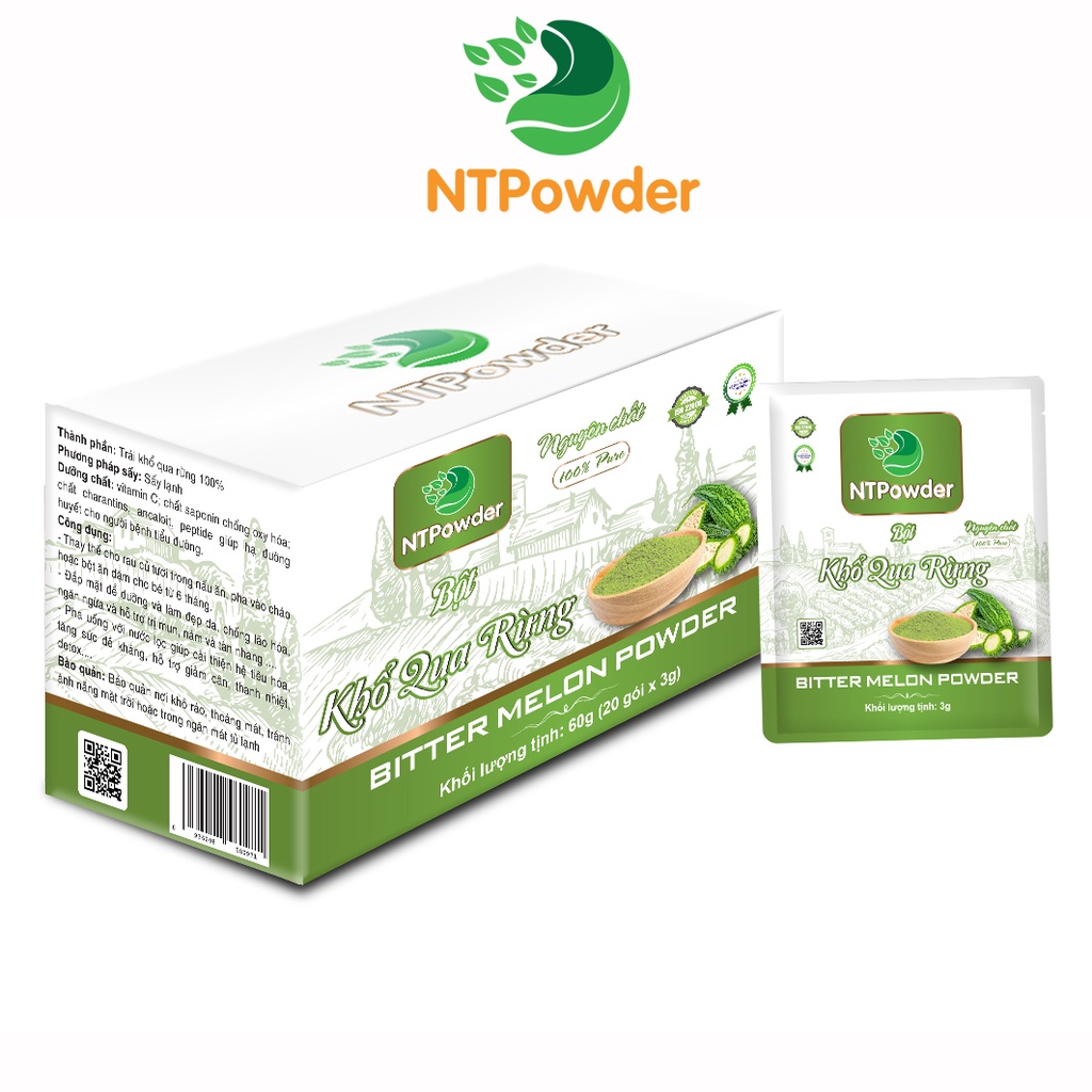 [Hộp 20 gói x 3g] Bột Khổ Qua Rừng sấy lạnh nguyên chất NTPowder 60g - Nhất Tín Food