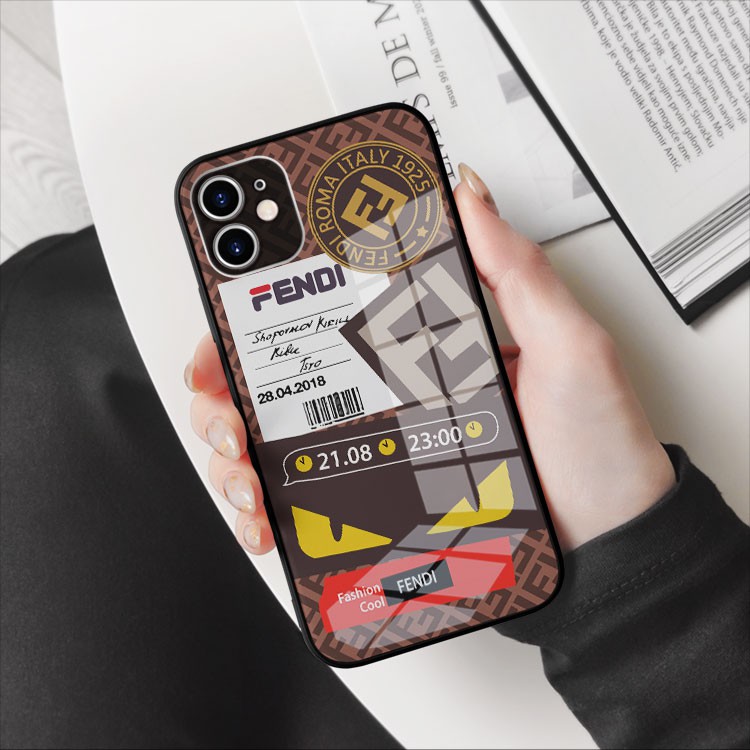 Ốp kính cường lực hình logo Fendi may mắn riêng mình Iphone OK-JC20210012