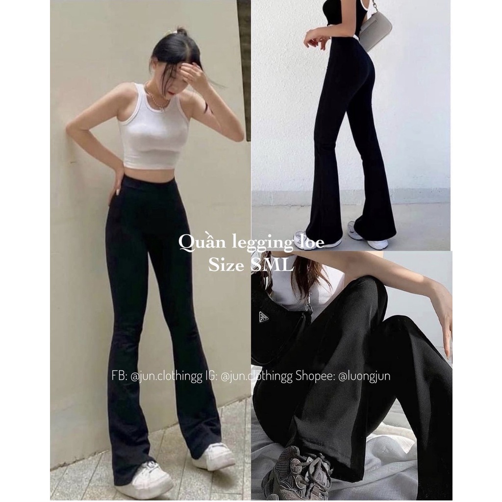 Quần ống loe cạp cao legging dáng dài, Quần legging nữ ôm ống loe dáng dài M2178