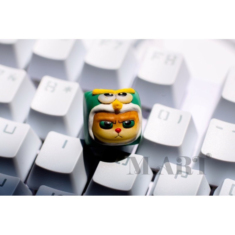Keycap - Nút Bàn Phím Gaming - Nút Bàn Phím Cơ Mặt Mèo Hờn Dỗi  - Chim Xanh Lá - KC026