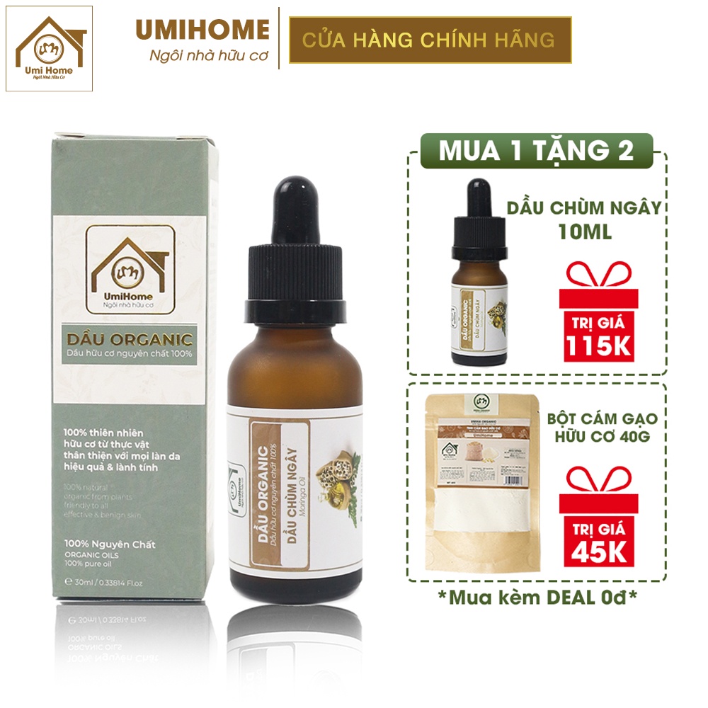 Dầu Chùm Ngây dưỡng ẩm giảm kích ứng da hữu cơ UMIHOME nguyên chất | Moringa oil 100% Organic 30ML