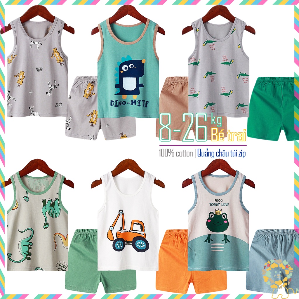 Bộ Ba Lỗ Bé Trai Bộ Quần Áo 3 lỗ cho bé in hình ngộ nghĩnh mẫu mới 2023