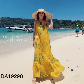 Đầm maxi cổ yếm lụa hoa