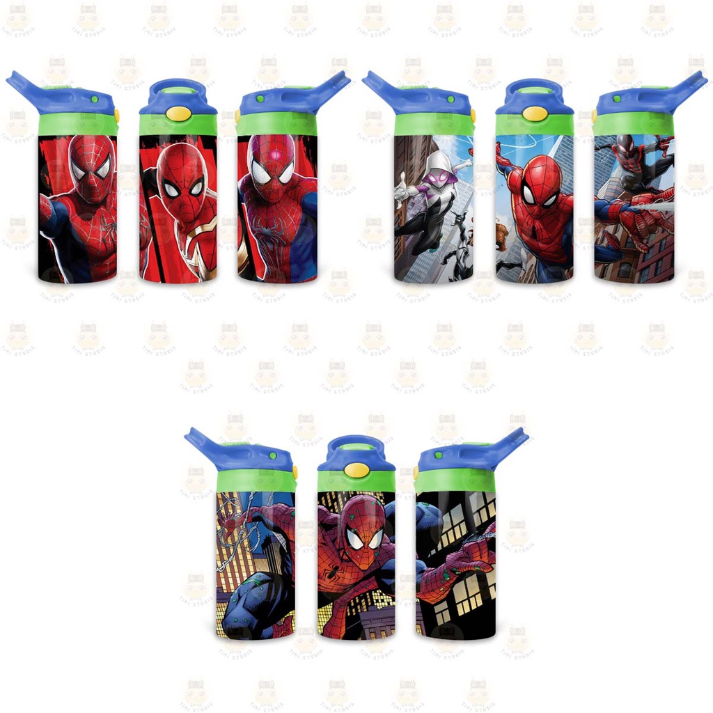 Bình Uống Nước Giữ Nhiệt Cho Bé Có Ống Hút Hình Spiderman Người Nhện - Tỉ Mỉ Studio - Mã 0707KT02