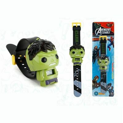 Đồng hồ điện tử cho bé hình nhân vật siêu anh hùng The Avengers Hulk Iron Man Spider Man America Captain 3D