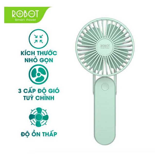 Quạt Mini Cầm Tay Power Bank 2000mAh 3 Tốc Độ Gió -ROBOT RT-BF11- BH 1 ĐỔI 1 12 THÁNG--Hàng Chính Hãng
