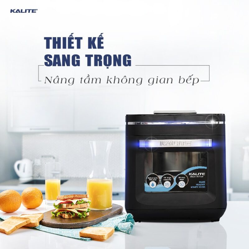 Nồi chiên không dầu hơi nước KALITE STEAM X 15 lít - chiên hấp gà nguyên con