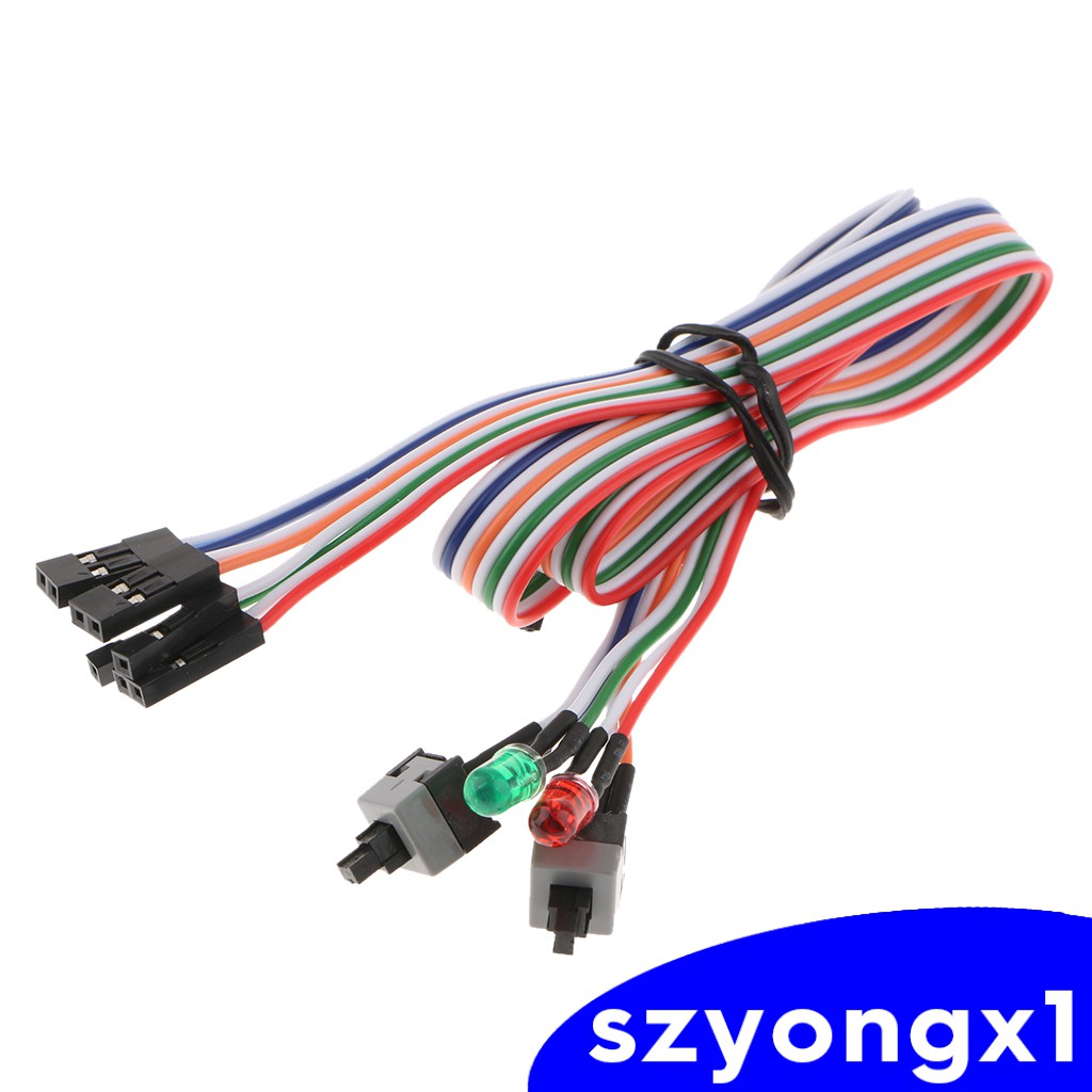 POWER Dây Cáp Công Tắc Đóng Mở Có 2 Đèn Led Dài 60cm Atx Pc