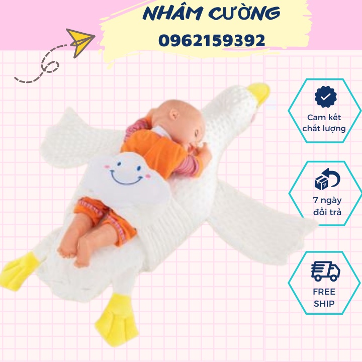 Gối Vịt Trắng Nằm Sấp Chống Đầy Hơi , Dùng Cho Trẻ Sơ Sinh [Hàng Organic Chất Lượng Cao]