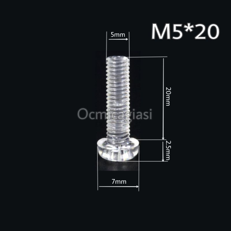 Combo 50 ốc mica ren M5  vặn vít trong suốt