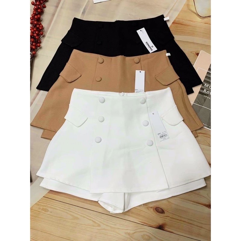 [Mã FAXANH55 giảm 10K đơn 50K] quần giả váy 2 tầng nút bọc