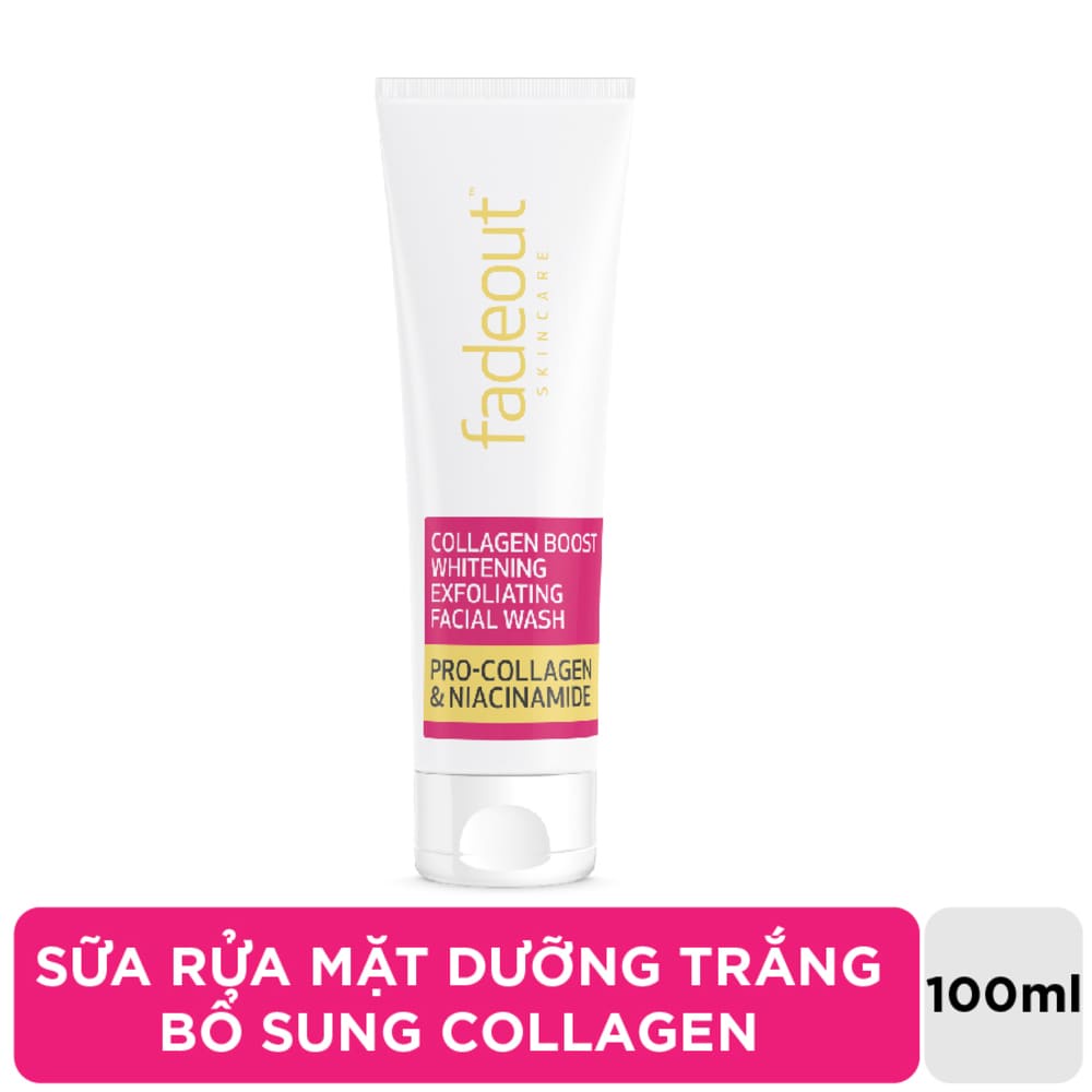 Sữa Rửa Mặt Fadeout Dưỡng Trắng Da Bổ Sung Collagen Boost Whitening Exfoliating Facial Wash 100ml