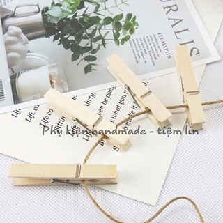 Kẹp gỗ và dây thừng trang trí treo tranh ảnh