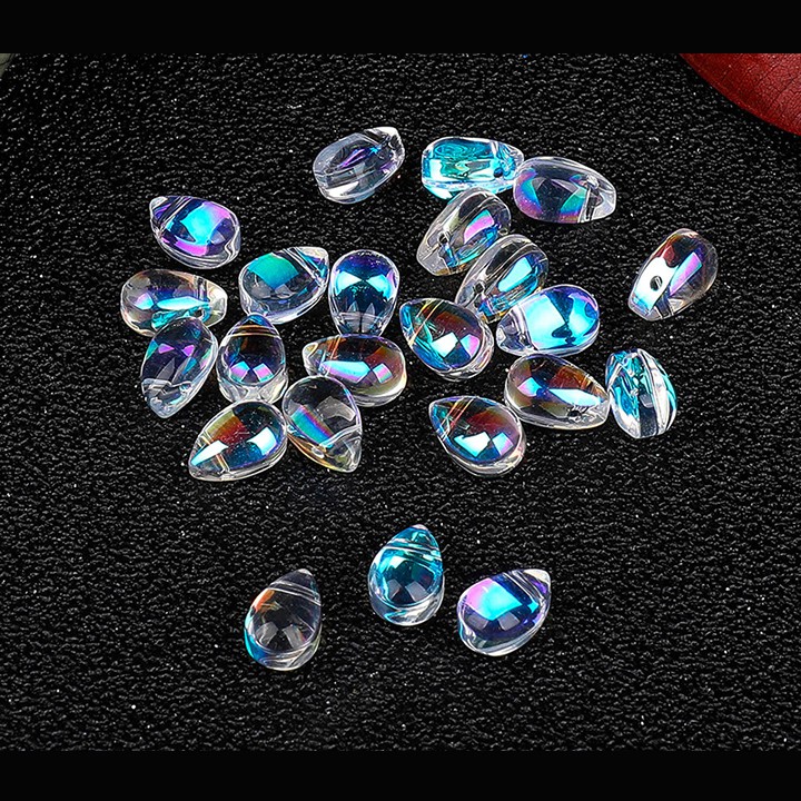 [Nguyên liệu làm trâm] 5 hạt thủy tinh giọt nước 6*9mm