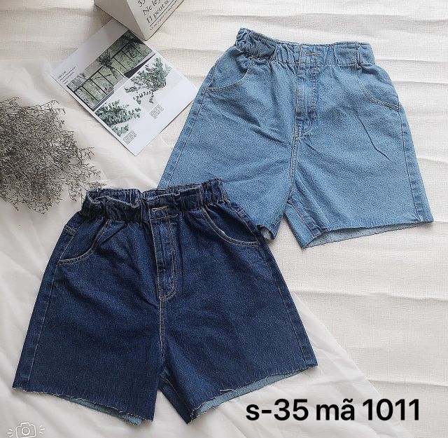 Quần Short Nữ Jean Lưng Thun Có Dây Kéo Size Nhỏ Đến Size Đại MS1011