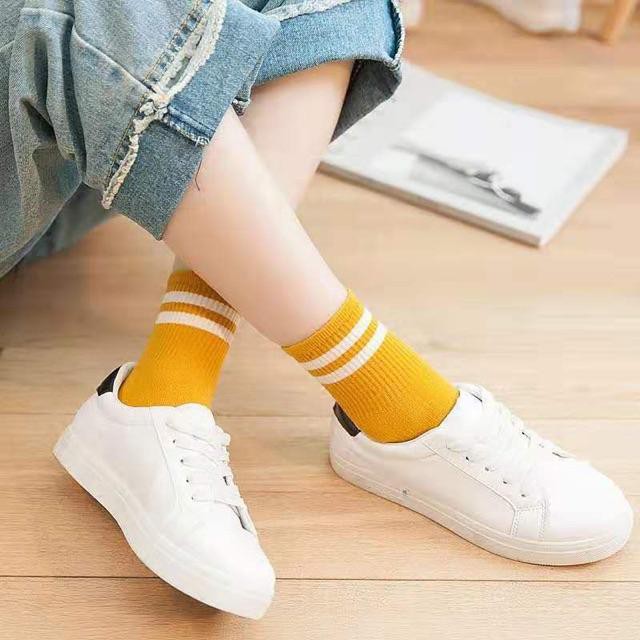 Tất cổ cao Bivota vớ nữ cao cổ kẻ sọc Vintage phong cách Hàn Quốc T49