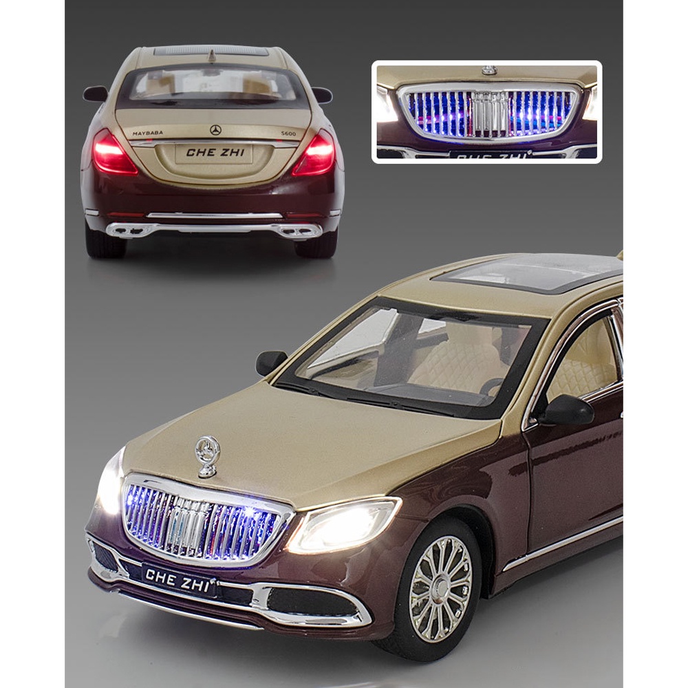 Xe mô hình Mercedes-Benz Maybach S600 -2020 tỉ lệ 1:24 XLG cao cấp mở được của xe và bật được đèn