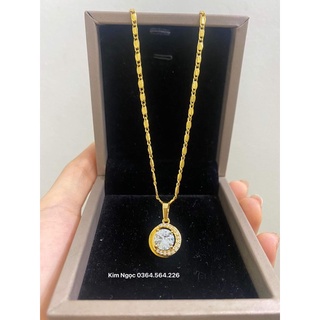 Dây chuyền mặt đá tròn mạ vàng cao cấp thời trang Kim Ngọc shop
