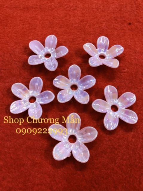 100G Bông Mai 5 Cánh 33mm Xà Cừ Trang Trí Tháp Tỏi, Phụ Kiện Handmade