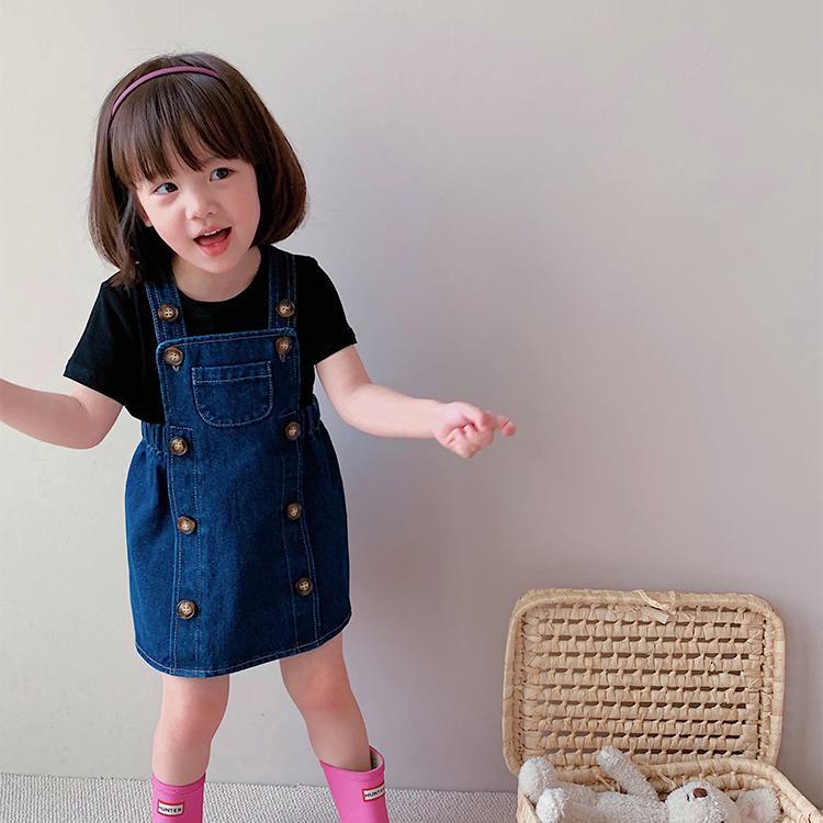 Đầm Yếm Denim Hai Dây Phong Cách Phương Tây Thời Trang Mùa Hè Dễ Thương Cho Bé Gái 0420