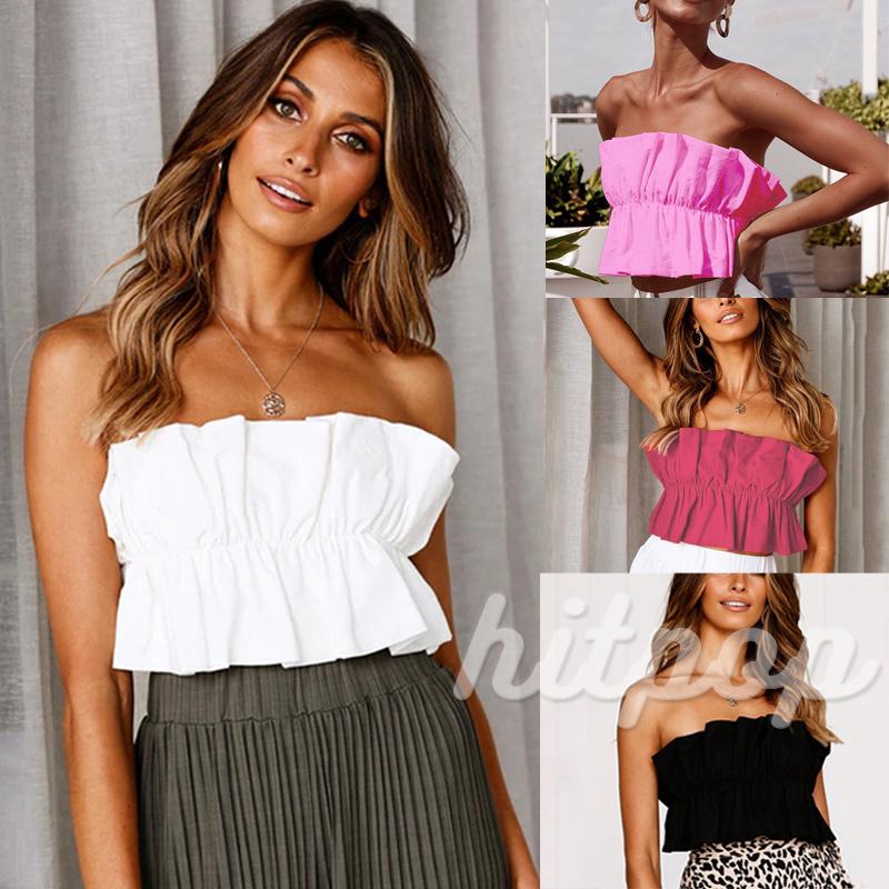 Áo croptop trễ vai không dây dạng ống thời trang cho nữ