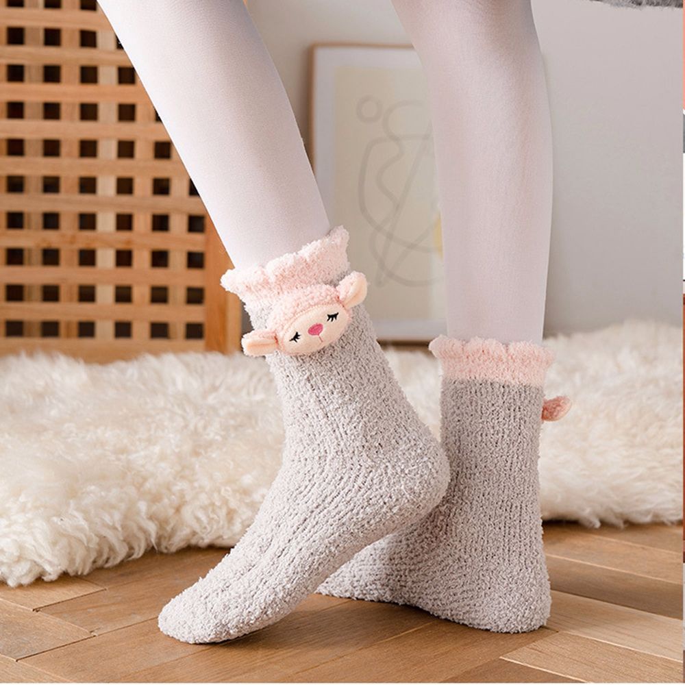 Vớ cotton lông cừu san hô mềm mại thoáng khí in họa tiết giáng sinh dễ thương cho nữ