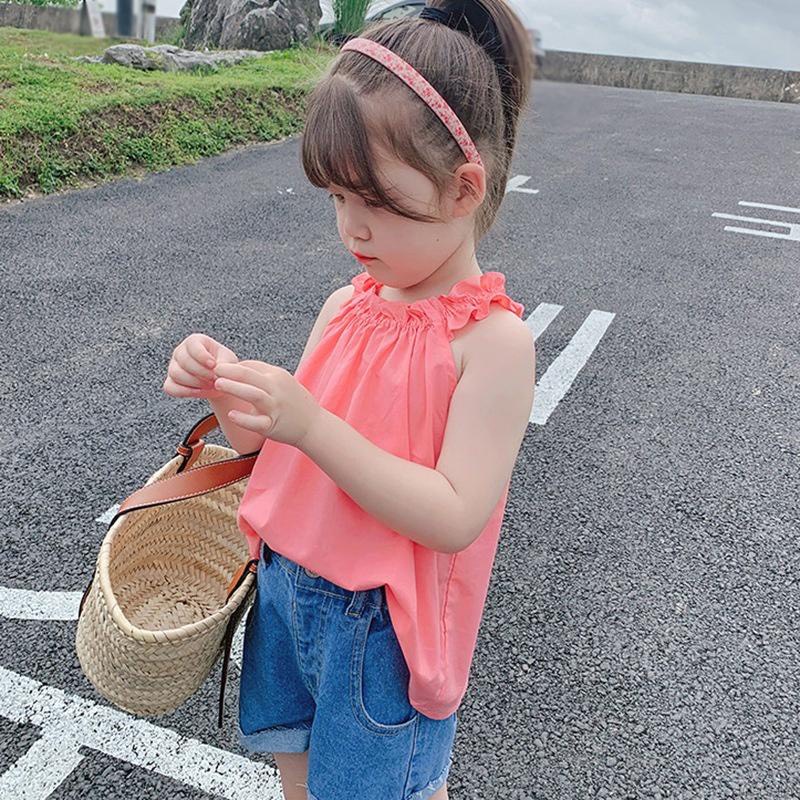 Áo Hai Dây Phối Bèo Thiết Kế Thời Trang Mùa Hè Phong Cách Hàn Quốc Cho Bé Gái