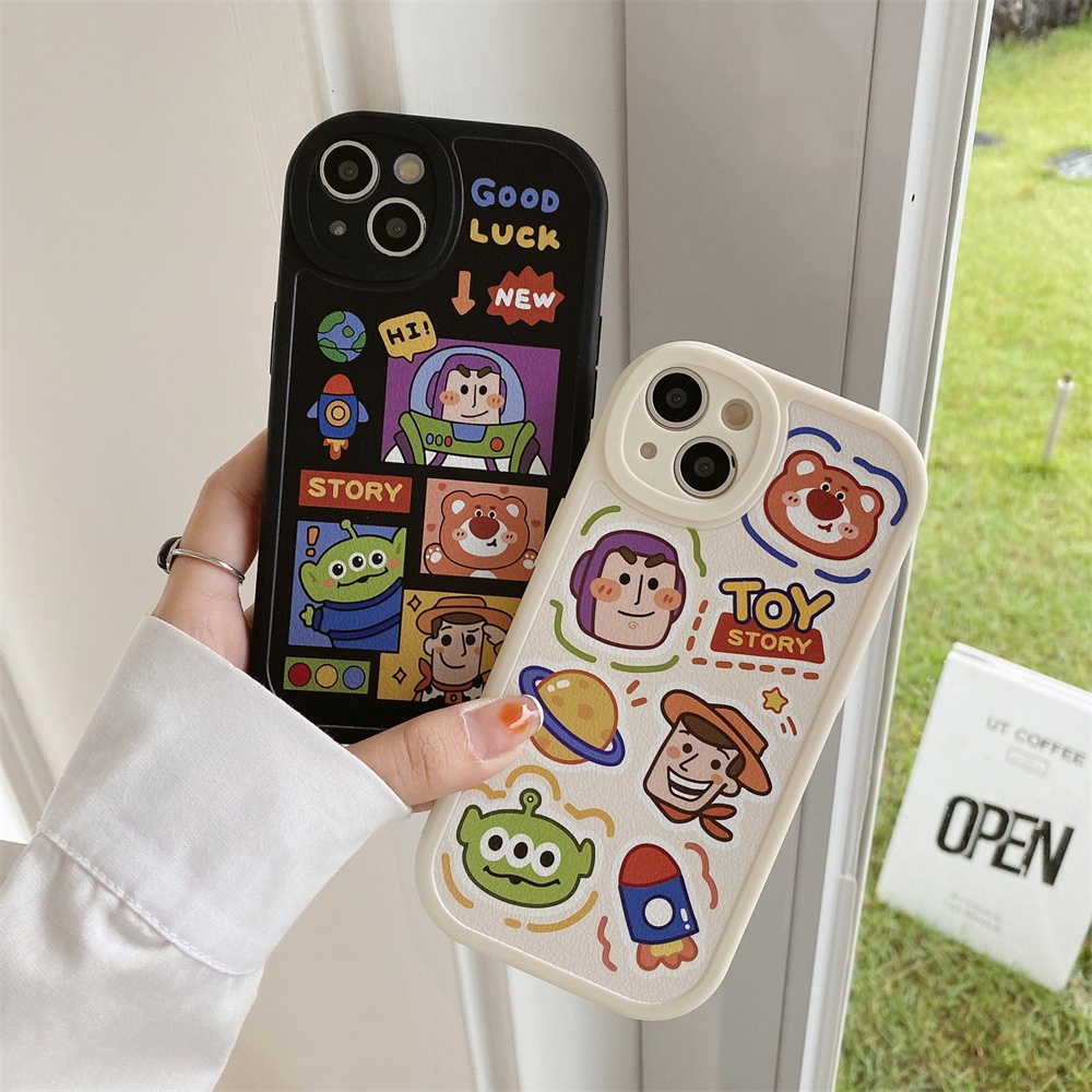 Ốp Điện Thoại TPU Mềm Phối Da Mặt Nhám In Hoạt Hình Toy Story Cho Iphone 11 7Plus 13 12 11 Pro Max X XS 12 13 XR