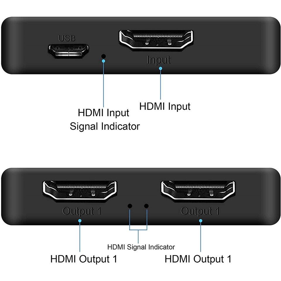 Bộ Splitter chia cổng HDMI vào một ra hai màn hình 4K 1080 1X2 cho HDTV DVD PS3 Xbox