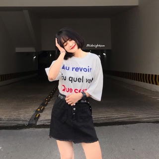 Chân váy jean đen có 2 túi phía trước
