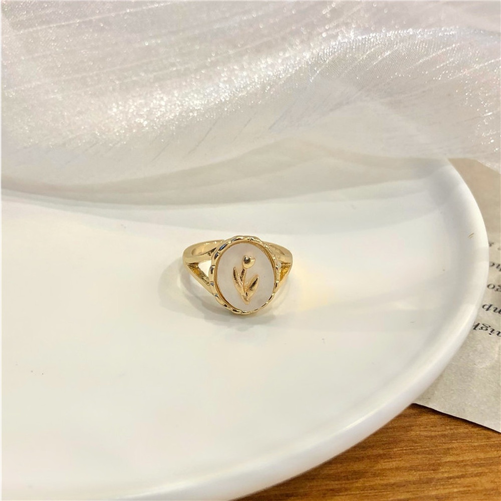 Nhẫn Kim Loại Hình Hoa Tulip Đính Đá Cổ Điển Quyến Rũ Cho Nữ