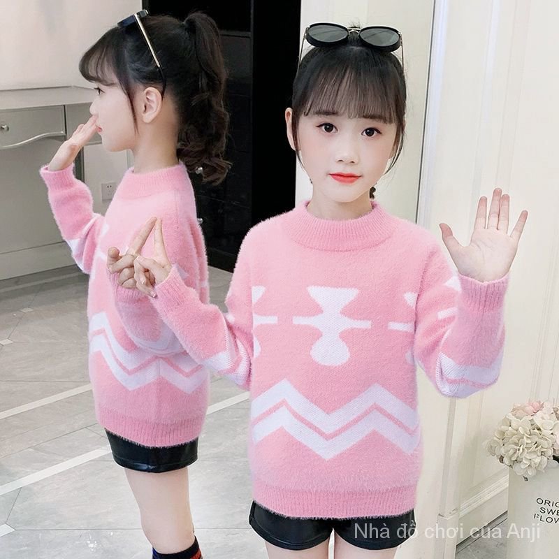 Girls Mink Sweaters Autumn And Winter New Knit Large Sweaters Kids Sweaters For Girls