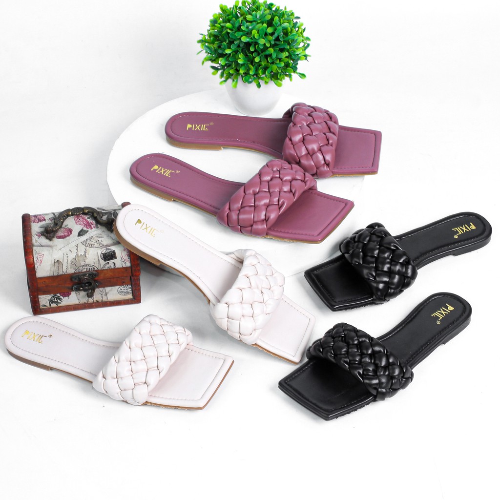 Dép Lê Bệt Thắt Bím Mũi Vuông Pixie X496