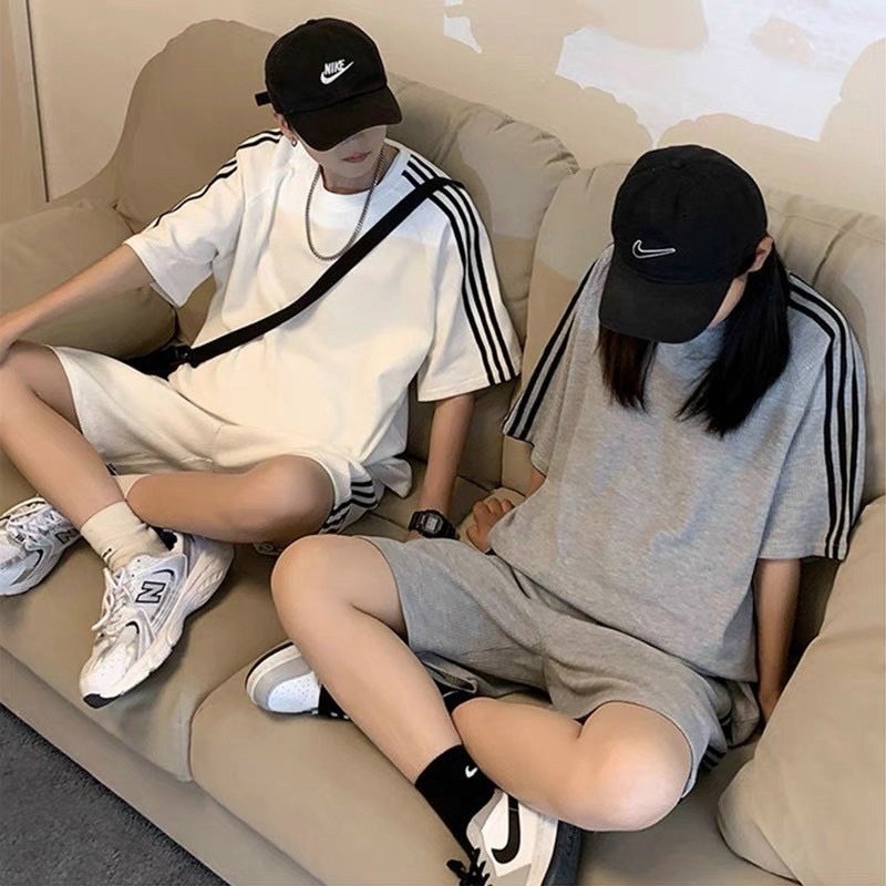 Set Bộ Trơn Sọc Hot Unisex Nam Nữ Chất Tăm Gân Dày Form To Freesize- Bộ Đùi Short Đi Chơi Mặc Nhà Dày Đẹp Cá Tính