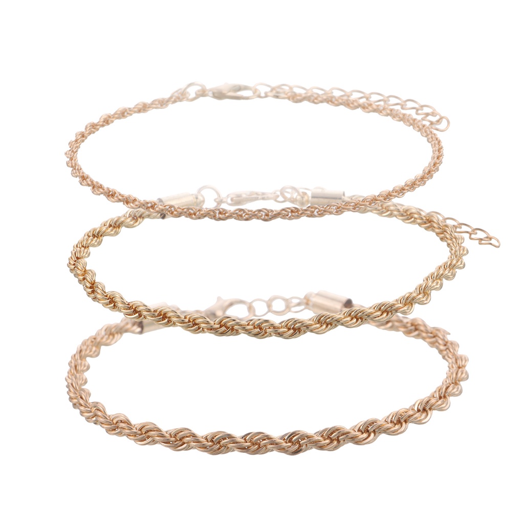 (0297) Bộ Set 3 Vòng Đeo Tay Dây Xoắn Thời Trang Phong Cách Năng Động Âu Mỹ