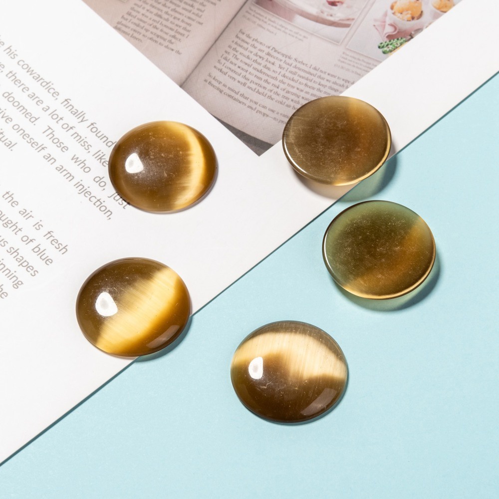 Bộ 5 Đá Cabochon Mắt Mèo Nửa Vòm Tròn / Mái Vòm 25mm Đường Kính 5mm Dày