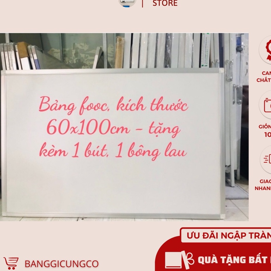 Bảng viết bút dạ siêu nhẹ, Kt: 60*100cm [phía sau có móc treo tiện lợi] tặng kèm bút kèm,bông xoá