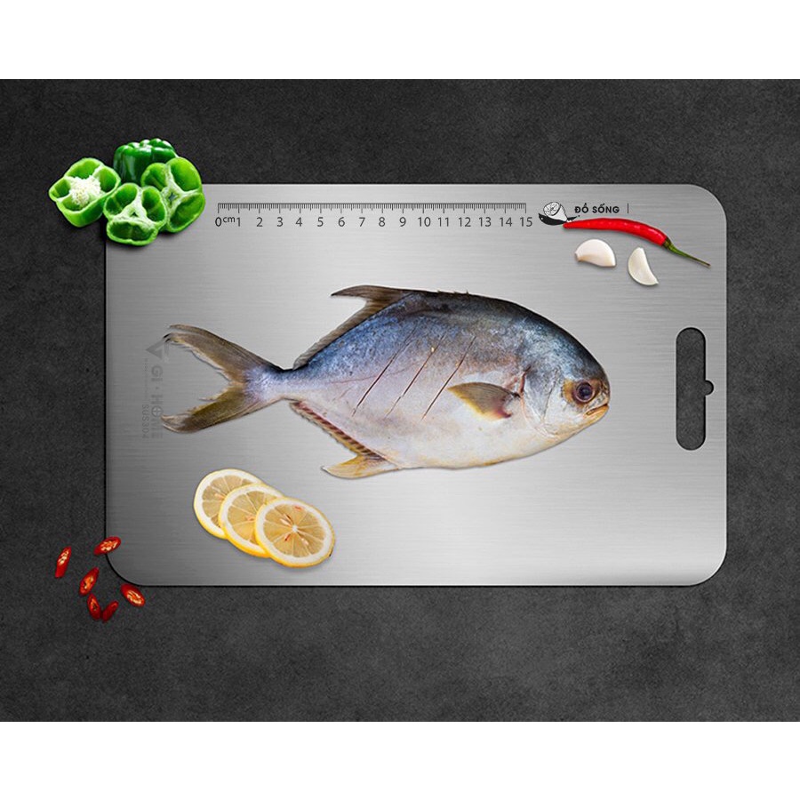 Thới inox 304 kháng khuẩn, thớt inox 2 mặt cao cấp, thới Gihome size lớn
