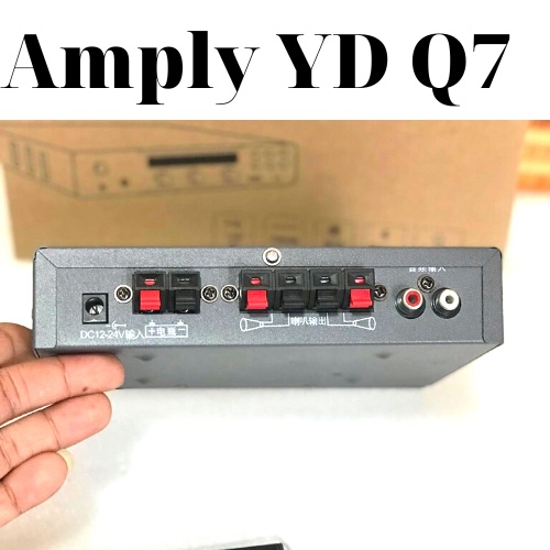 Amply mini bluetooth chạy điện 12v 24v Q7 hàng cao cấp, tặng kèm 1 dây nguồn 12v
