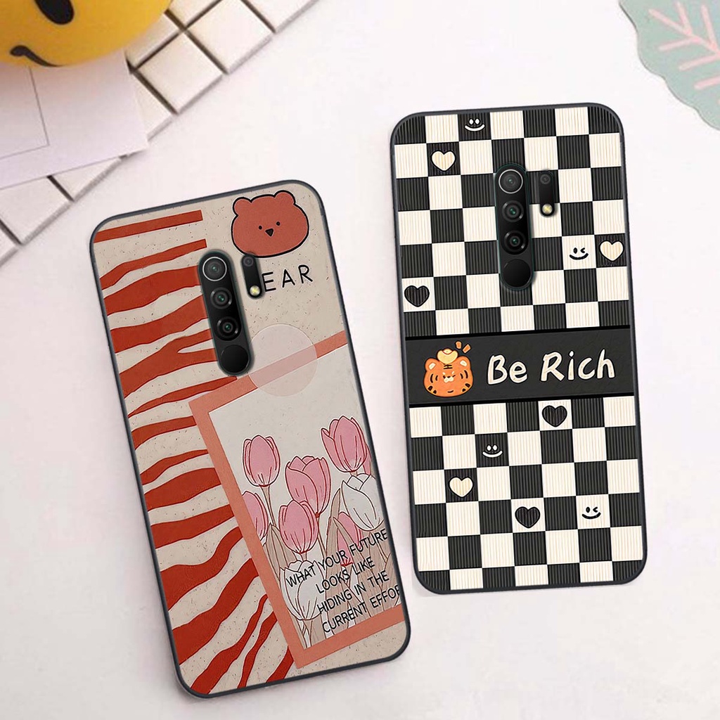Ốp Xiaomi Redmi 9 gấu Bear rick caro vuông thời trang siêu đẹp