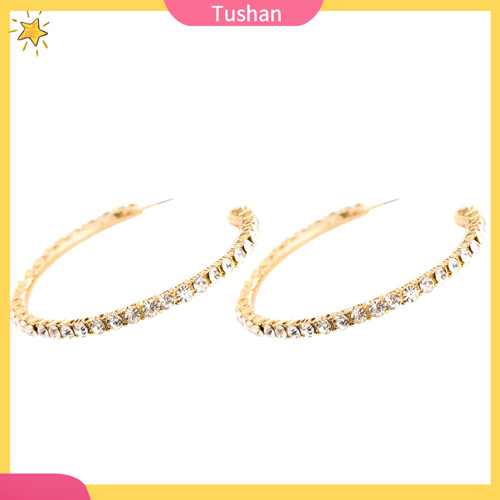 Đôi Khuyên Tai Tròn Đính Đá Thời Trang Cho Nữ