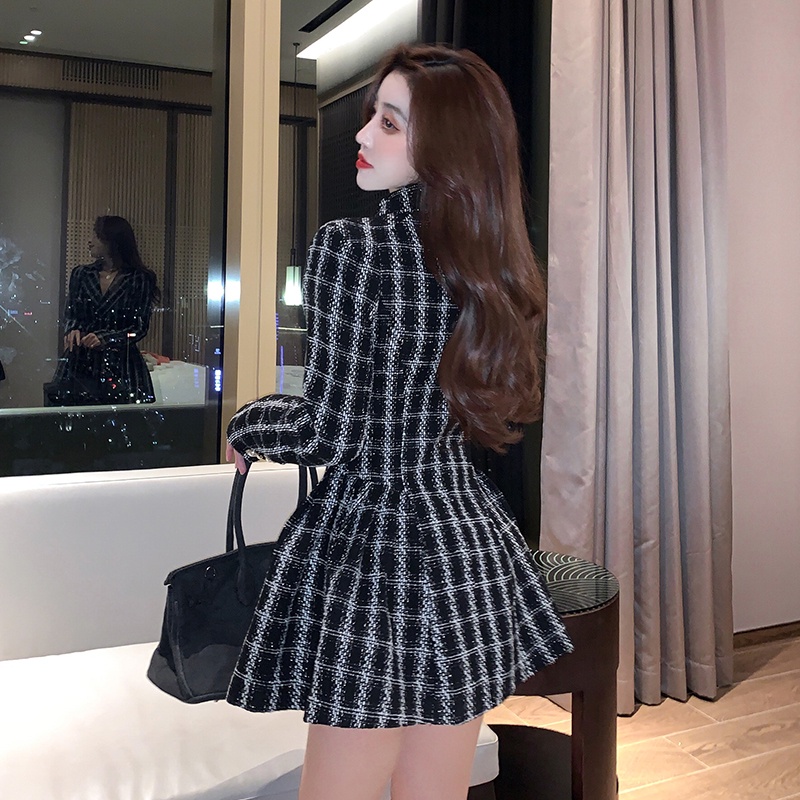 Đầm dạ tweed nữ, đầm xoè nữ dạ tweed